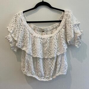 free people Chic White Eyelet Off-Shoulder Top